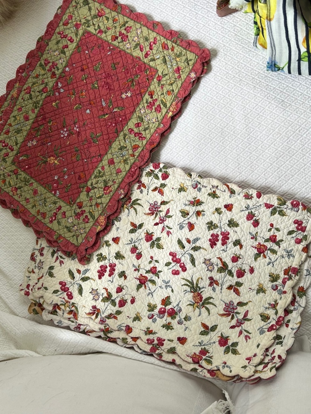 French Provencal block printed thick cotton reversible floral 10 placemats